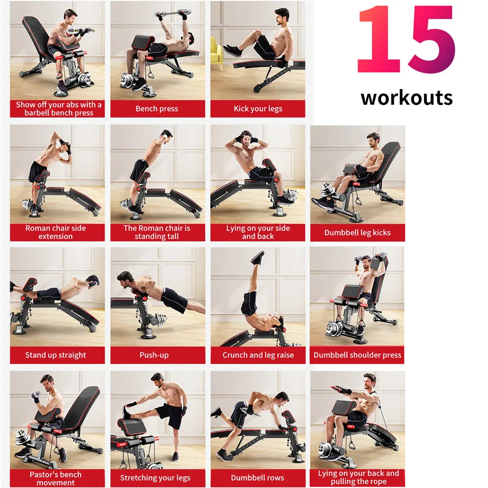 Foldable Bodybuilding Bench with 7 Adjustable Positions Multifunctional Loading 350kg,Dumbbell Bench for Home Training Fitness