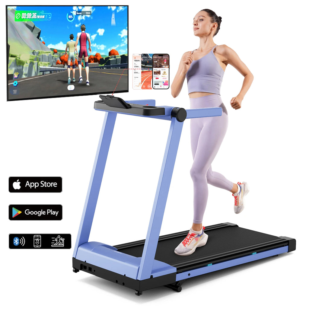 Clearance Promotion 3.5HP Foldable Incline Home Treadmill Walkingpad with Handle Bar Holder 350LBS LCD Screen App Data Monitor