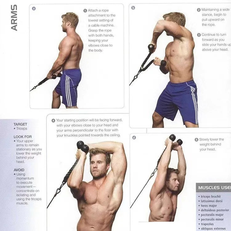 Tricep Rope Push Pull Down Cord For Bodybuilding Exercise Gym Workout for Home or Gym Use Fitness Exercise Body Equipment