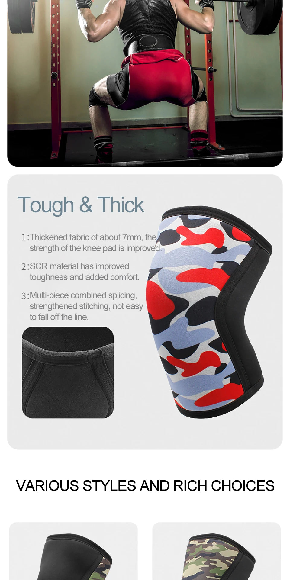 AOLIKES 1 Pair 7mm Neoprene Sports Kneepads Compression Weightlifting Pressured Crossfit Training Knee Pads Support Women Men