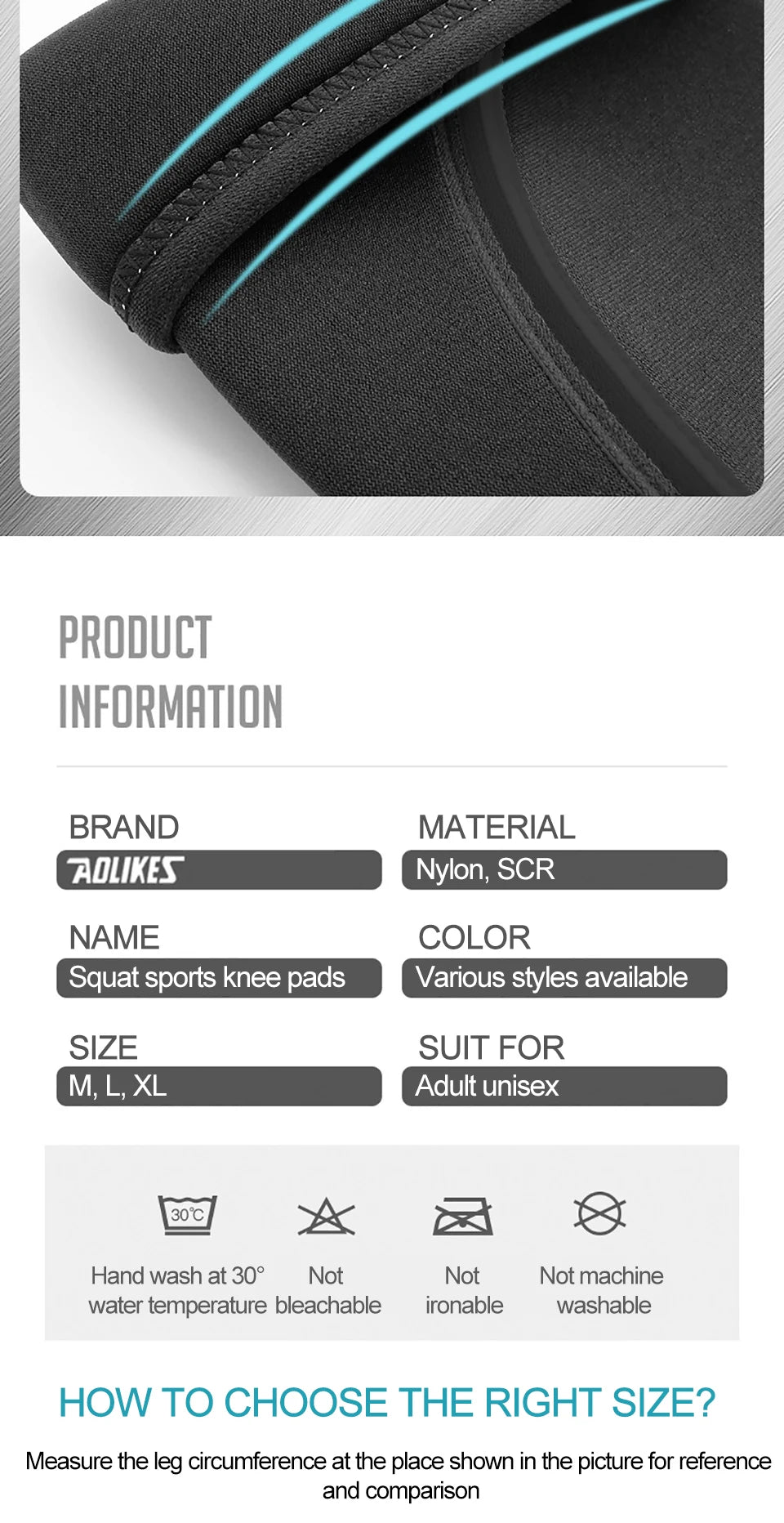 AOLIKES 1 Pair 7mm Neoprene Sports Kneepads Compression Weightlifting Pressured Crossfit Training Knee Pads Support Women Men