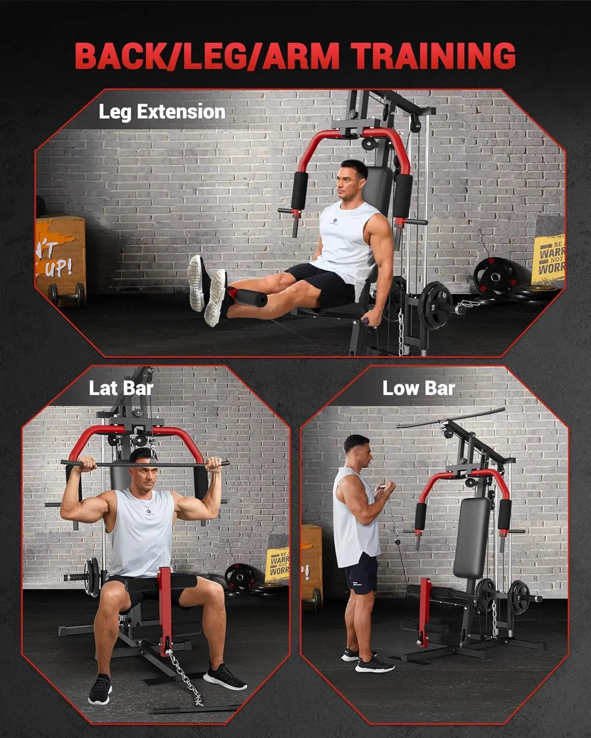 Multi-Functional Home Gym System – Strength Training Equipment with Cable Pulley – Full Body Workout Station Fitness Machine for Chest Press, Lat Pulldown, Leg Extension, Row, Butterfly, 2 Packages Delivery