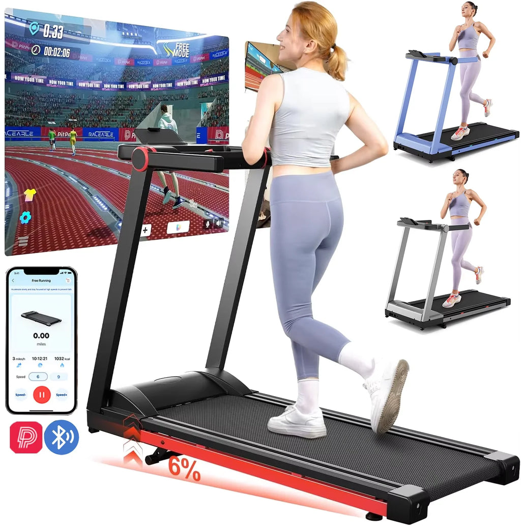 Clearance Promotion 3.5HP Foldable Incline Home Treadmill Walkingpad with Handle Bar Holder 350LBS LCD Screen App Data Monitor